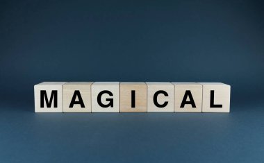 Magical. Cubes form the word Magical. Magical word concept