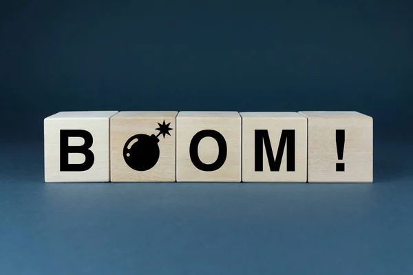 Boom Sign Cubes Form Word Boom Extensive Concept Word Boom — Photo