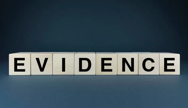 Evidence Cubes Form Word Evidence Concept Evidence — Stock fotografie