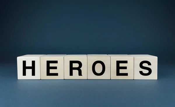 Heroes Cubes Form Word Heroes Heroes Concept — Stockfoto