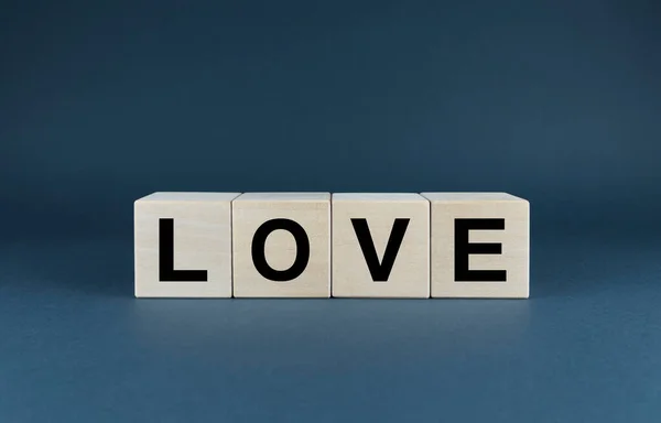 Love Heart Cubes Form Word Love Love Valentine Day Concept — Foto de Stock