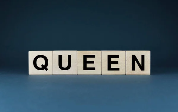 Queen Cubes Form Word Queen Concept Word Queen — Stockfoto