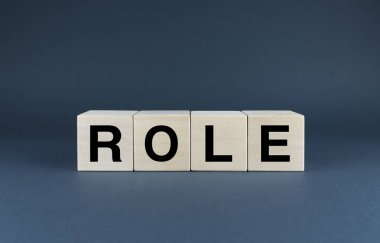 Role. Cubes form the word Role. An extensive concept of the word Role used in both business and life