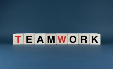 Teamwork. Cubes form the word Teamwork. Business teamwork concept