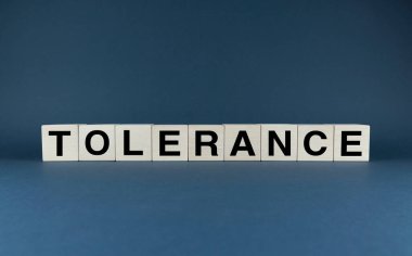 Tolerance. Cubes form the word Tolerance. Extensive concept and International Day for Tolerance