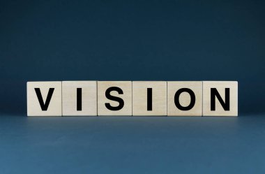 Vision. Cubes form the word Vision. Concept word Vision used in both business and personal life