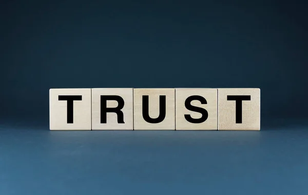 Trust Cubes Form Word Trust Extensive Concept Trust Partners Both — Stock fotografie