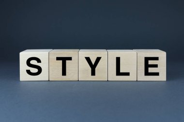 Style. Cubes form the word Style. An extensive concept of the word Style used in various areas of business and life