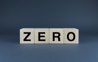 Zero. Cubes form the word Zero. The concept of the word Zero used in various areas of business and life