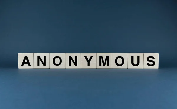 Anonymous Cubes Form Word Anonymous Anonymous Hacker Persona Concept — Stock fotografie
