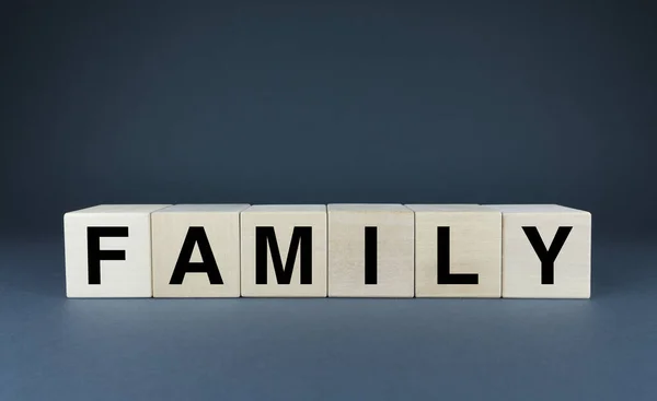 Family Cubes Form Word Family Concept Word Family — Stok fotoğraf