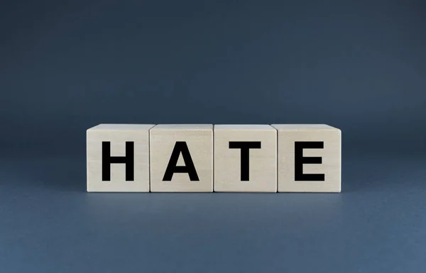 Hate Cubes Form Word Hate Hate Word Concept Feeling Emotion — Zdjęcie stockowe