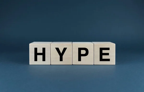 Hype Cubes Form Word Hype Hype Word Concept — Stockfoto