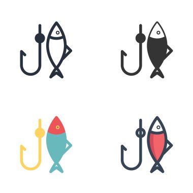 Web sitesi ve grafik tasarımı için balıkçılık simgesi vektör illüstrasyonu