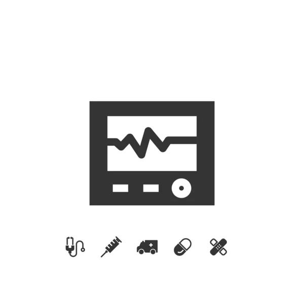 Ícone Vetor Cardiograma Monitor Cardíaco Hospital Ícone Médico — Vetor de Stock