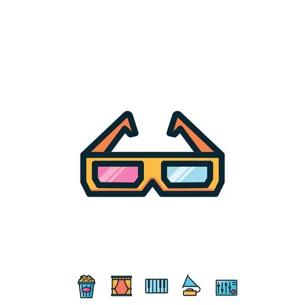 Lunettes Film Icône Vectoriel Illustration Design — Image vectorielle