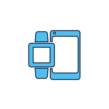 akıllı kol saati ve akıllı telefon simgesi vektör çizimi tasarımı