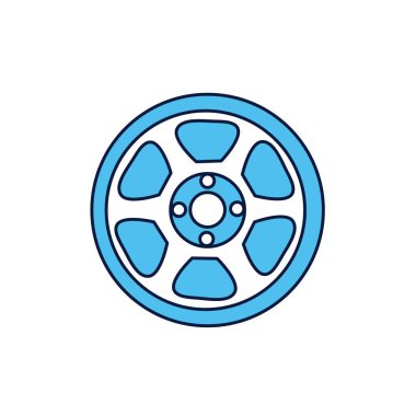 araba tekerleği jant ikon vektör çizimi tasarımı