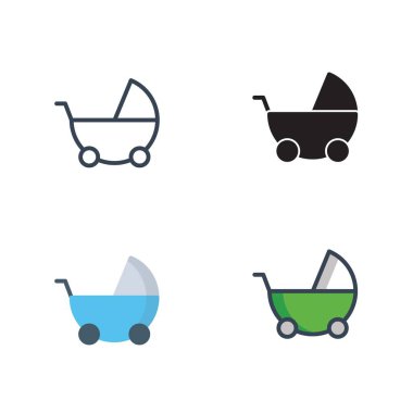 Web sitesi ve grafik tasarımı için bebek gezgini simgesi vektör çizimi