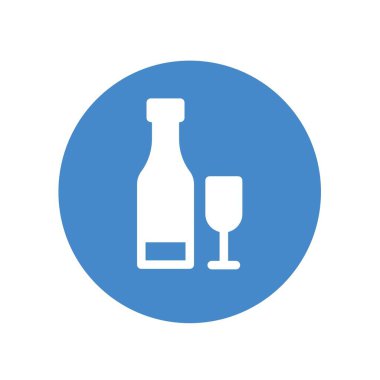 Web sitesi ve grafik tasarımı için şarap şişesi ve cam ikon vektör çizimi