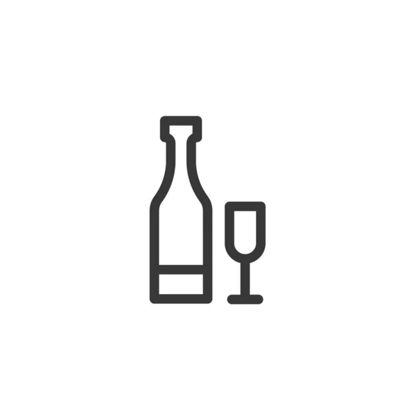 Weinflasche Und Glas Icon Vektor Illustration Für Website Und Grafik — Stockvektor