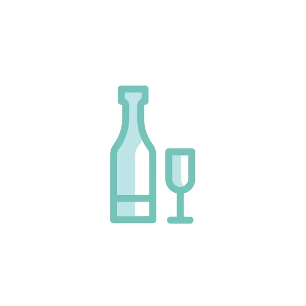 Weinflasche Und Glas Icon Vektor Illustration Für Website Und Grafik — Stockvektor