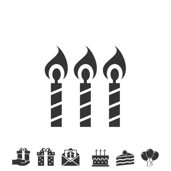 Aniversário Velas Ícone Vetor Ilustração Design —  Vetores de Stock