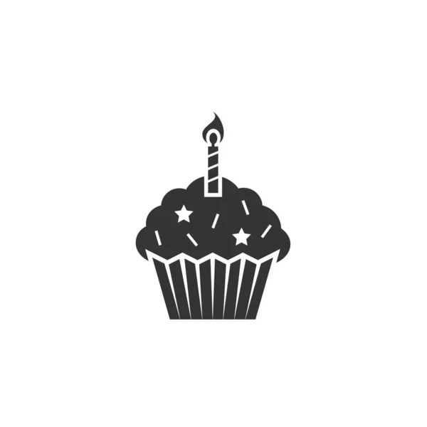 Compleanno Cupcake Icona Vettoriale Illustrazione Design — Vettoriale Stock