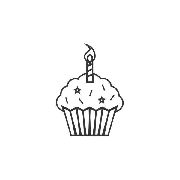 Icône Cupcake Anniversaire Dessin Vectoriel Illustration — Image vectorielle