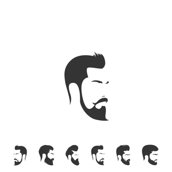 Uomini Barba Capelli Taglio Vettoriale Illustrazione Design — Vettoriale Stock