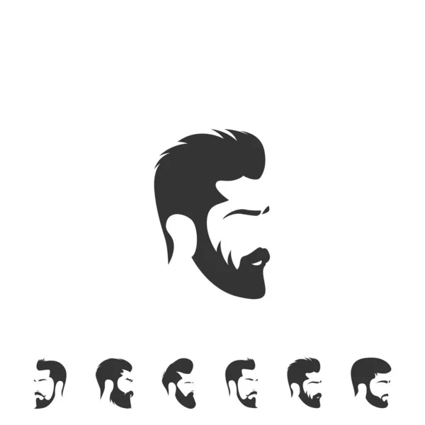 Uomini Barba Capelli Taglio Vettoriale Illustrazione Design — Vettoriale Stock