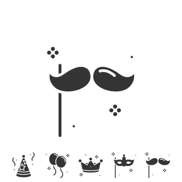 Bigode Festa Ícone Vetor Ilustração Design —  Vetores de Stock