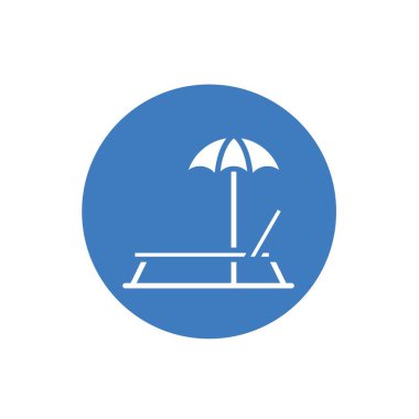 yüzen sandalye ve şemsiye ikonu vektör çizimi tasarımı