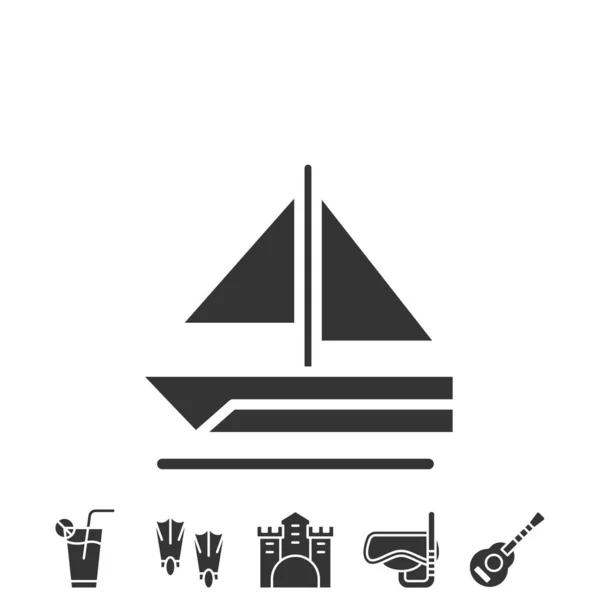 Лодка Дизайне Векторной Иллюстрации Морских Значков — стоковый вектор