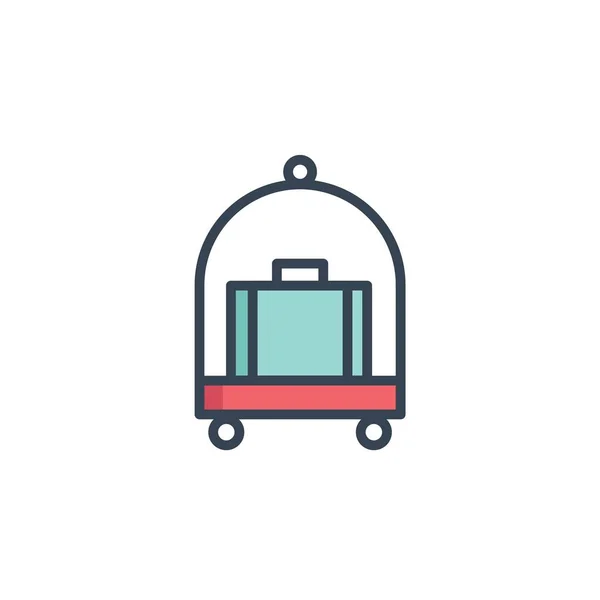 Hotel Trolley Mit Koffer Ikone Vektor Illustration Design — Stockvektor