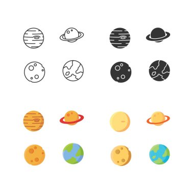 Satürn jupiter gezegenleri Dünya 'nın civa ikon vektör çizimi
