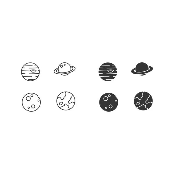 Planeten Satt Jupiter Erde Mars Quecksilber Symbol Vektor Illustration Design — Stockvektor