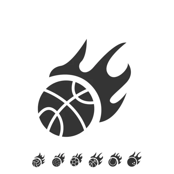 Fuego Baloncesto Icono Vector Signo Ilustración — Vector de stock