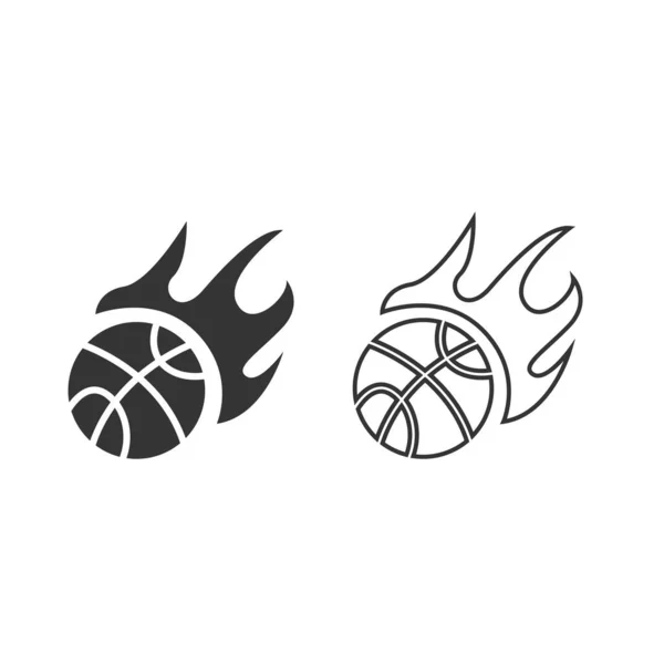 Fuego Baloncesto Icono Vector Signo Ilustración — Vector de stock