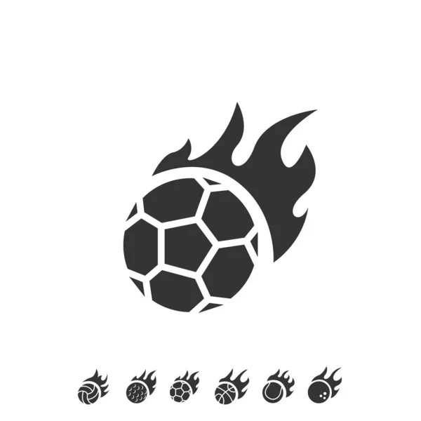 Fuego Bola Fútbol Icono Vector Signo Ilustración — Archivo Imágenes Vectoriales