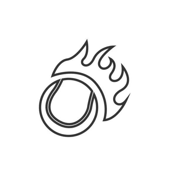 Fuego Pelota Tenis Icono Vector Signo Ilustración — Archivo Imágenes Vectoriales