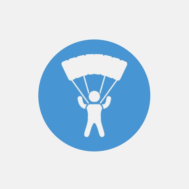 Web sitesi ve grafik tasarımı için paraşüt simgesi vektör çizimi olan adam