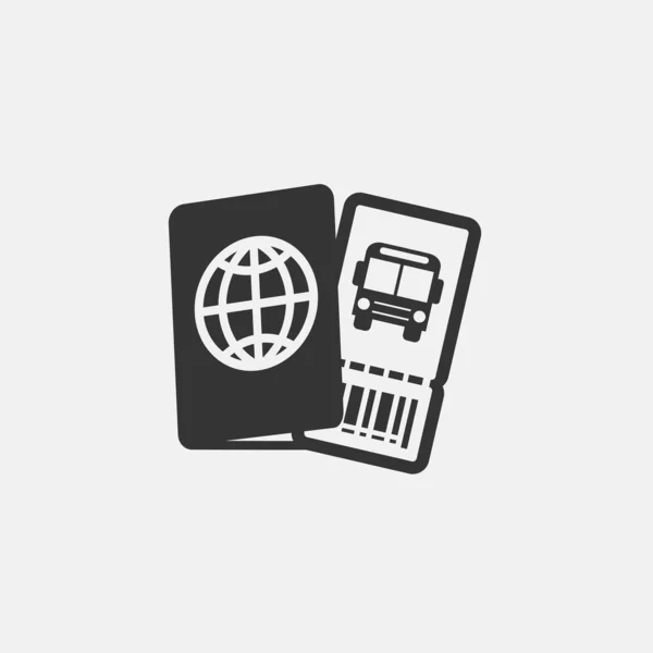 Paszport Ikoną Biletu Autobusowego Ilustracja Wektora Strony Internetowej Projekt Graficzny — Wektor stockowy