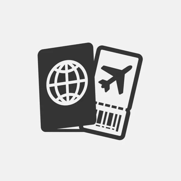 Reisepass Mit Flugticket Icon Vektorillustration Für Website Und Grafikdesign — Stockvektor