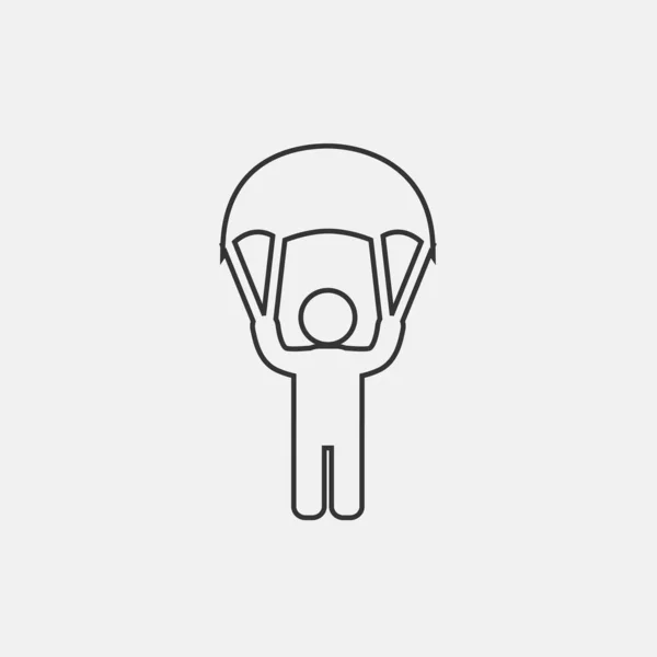 Mann Mit Fallschirmsymbol Vektor Illustration Für Website Und Grafik Design — Stockvektor