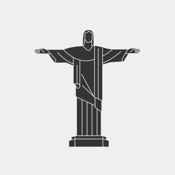 Crist Redeemer Rio Brasil Icon Vector Illustration Website Graphic Design —  Vetores de Stock