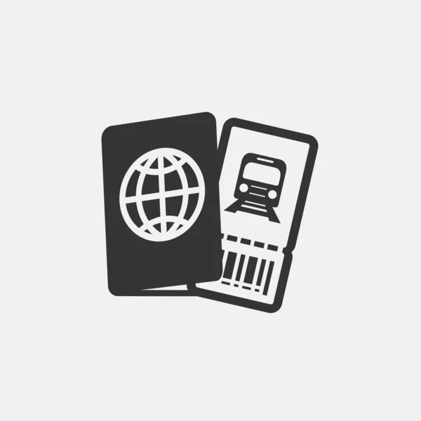 Pasaporte Con Icono Del Billete Tren Ilustración Vectorial Para Sitio — Archivo Imágenes Vectoriales