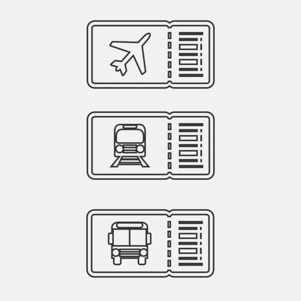 Ilustración Vectorial Del Icono Del Billete Autobús Del Tren Vuelo — Archivo Imágenes Vectoriales
