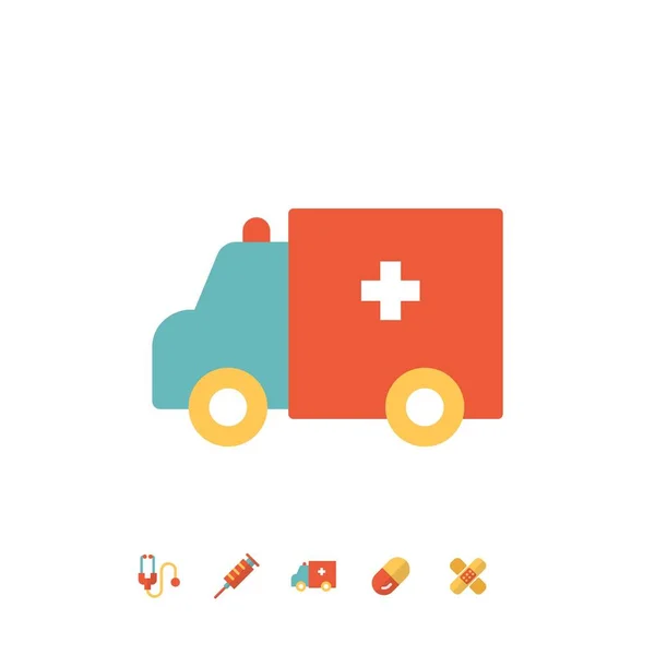 ウェブサイトやグラフィックデザインのための救急車のアイコンベクトルイラスト — ストックベクタ