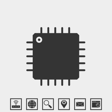 Web sitesi ve grafik tasarımı için İşlemci simgesi vektör çizimi